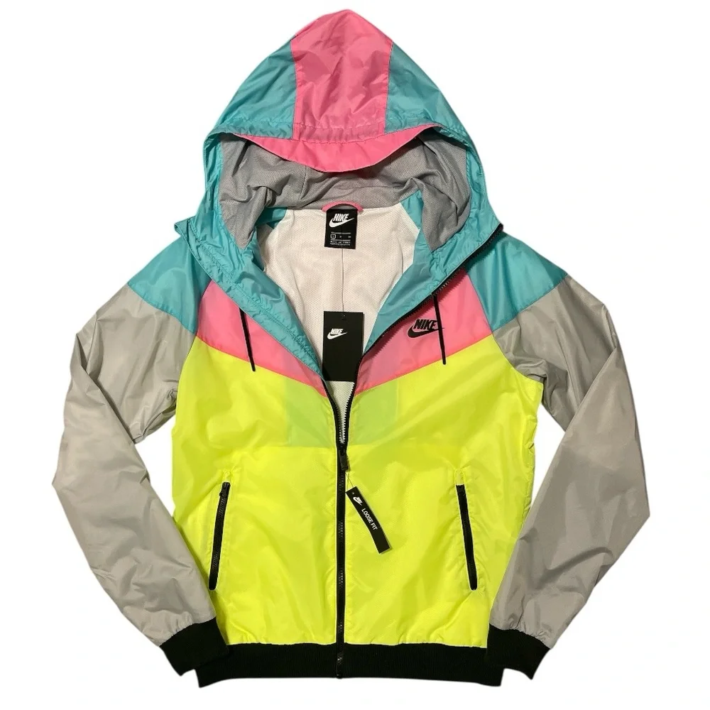 NWT Nike Sportswear Heritage Windrunner Jacket Neon Pink Teal NWT - Picture 2 of 4